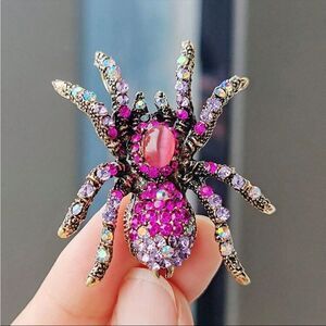 Goth Spider Brooch Pink & Purple Sparkling Jewel Accents, Lightweight-Me…